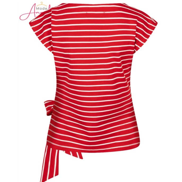 Red Button T-shirt Terry Stripe Red
